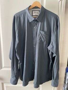 Poncho Men’s Blue Casual Button-Down Shirt